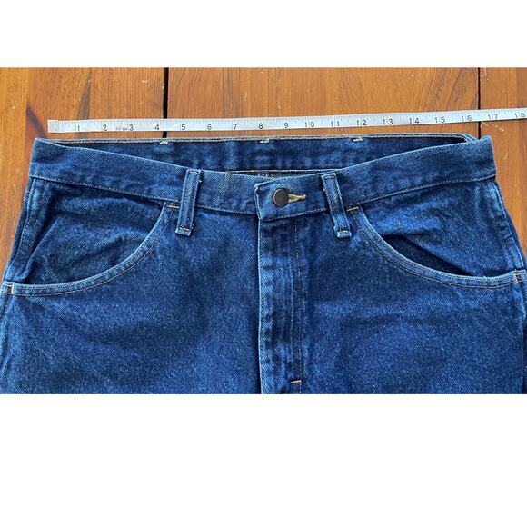 Rustler Mens Jeans 34/30 All Cotton Dark Wash Blue Denim Straight Deep Pockets - Picture 7 of 9